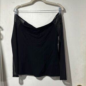 Torrid Black Off the Shoulder Top with Sheer Sleeves